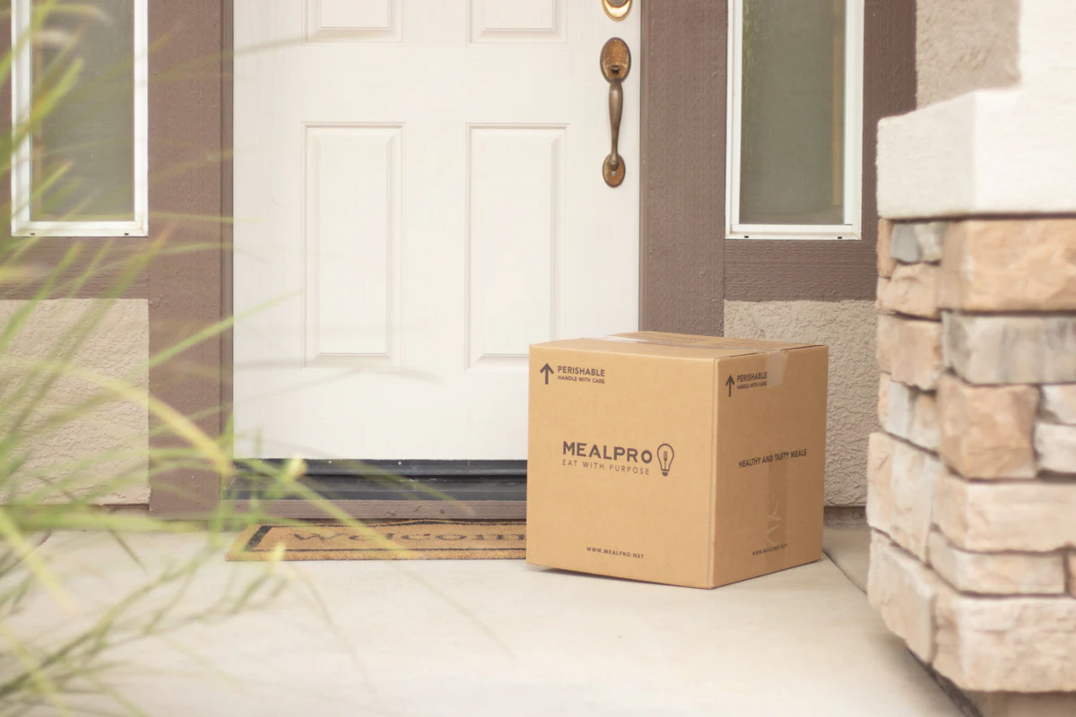 Package delivered at a front door