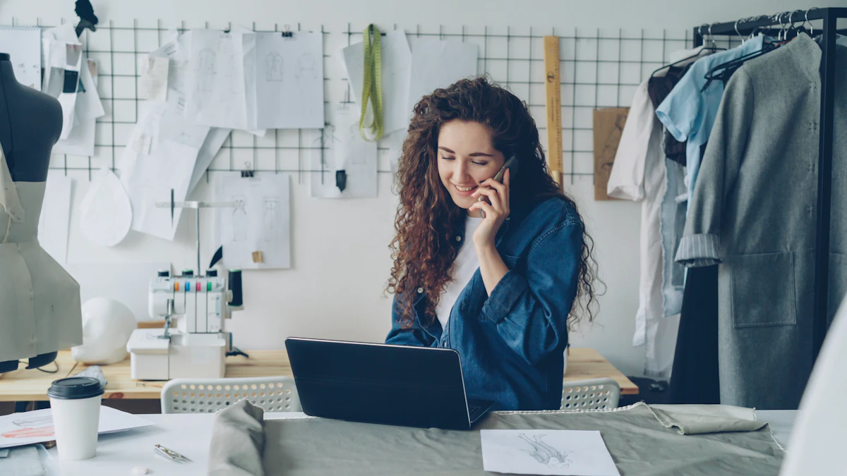 Business owner managing online orders on a laptop and phone